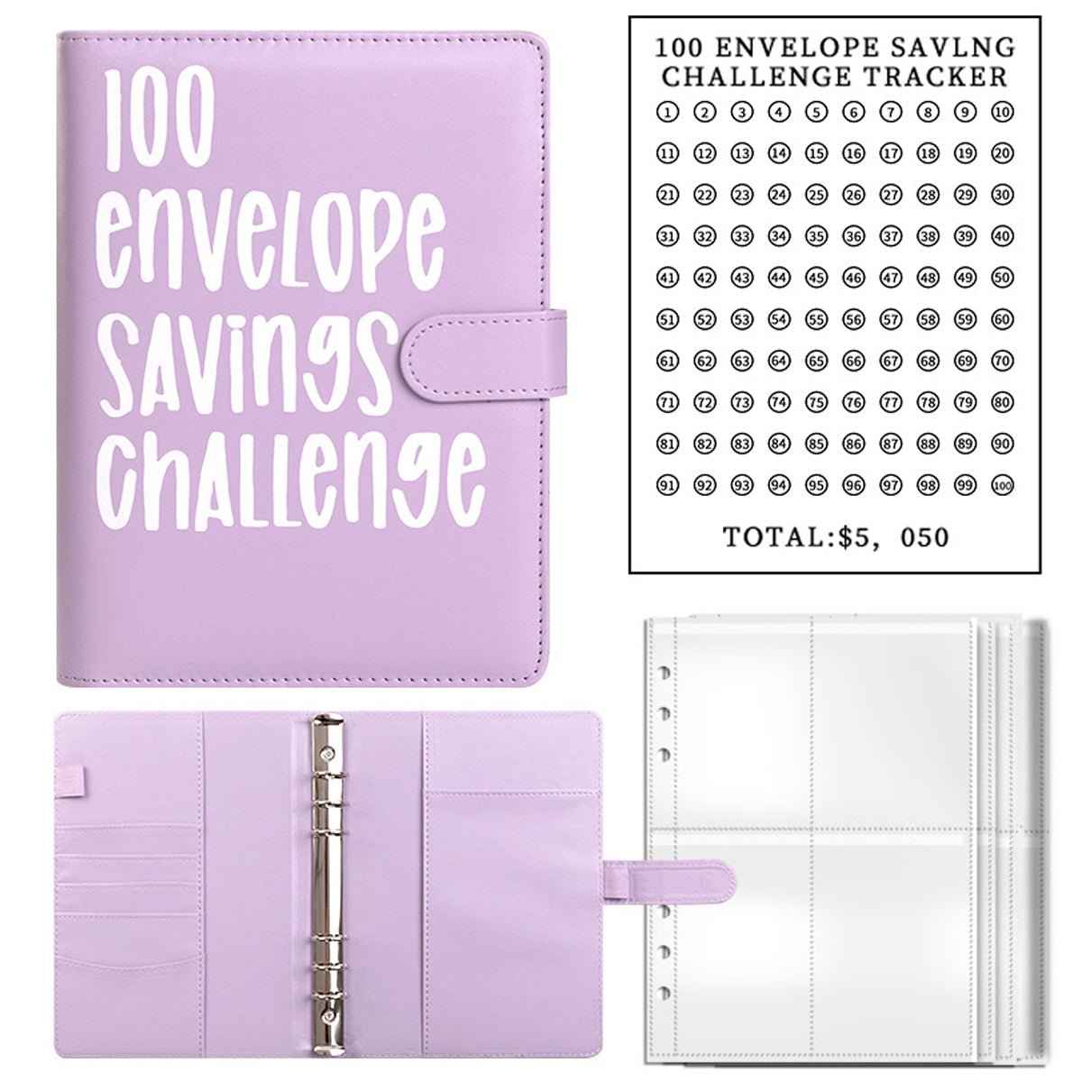 100 Envelope Challenge Binder – Budget Organizer for Cash Saving