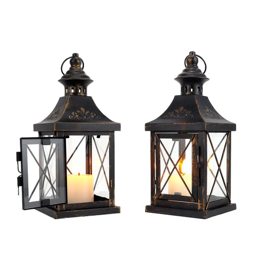 11'' High Metal Decorative Candle Lantern Hanging Candle Holder(Set of 2) JHY DESIGN