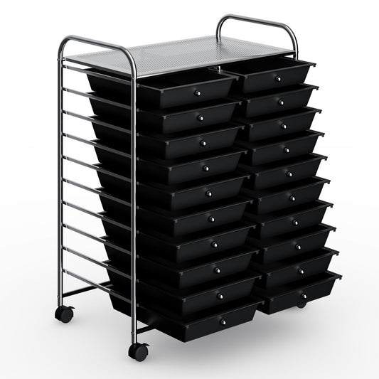 20 Drawers Storage Rolling Cart Studio Organizer-Black LJGDeals