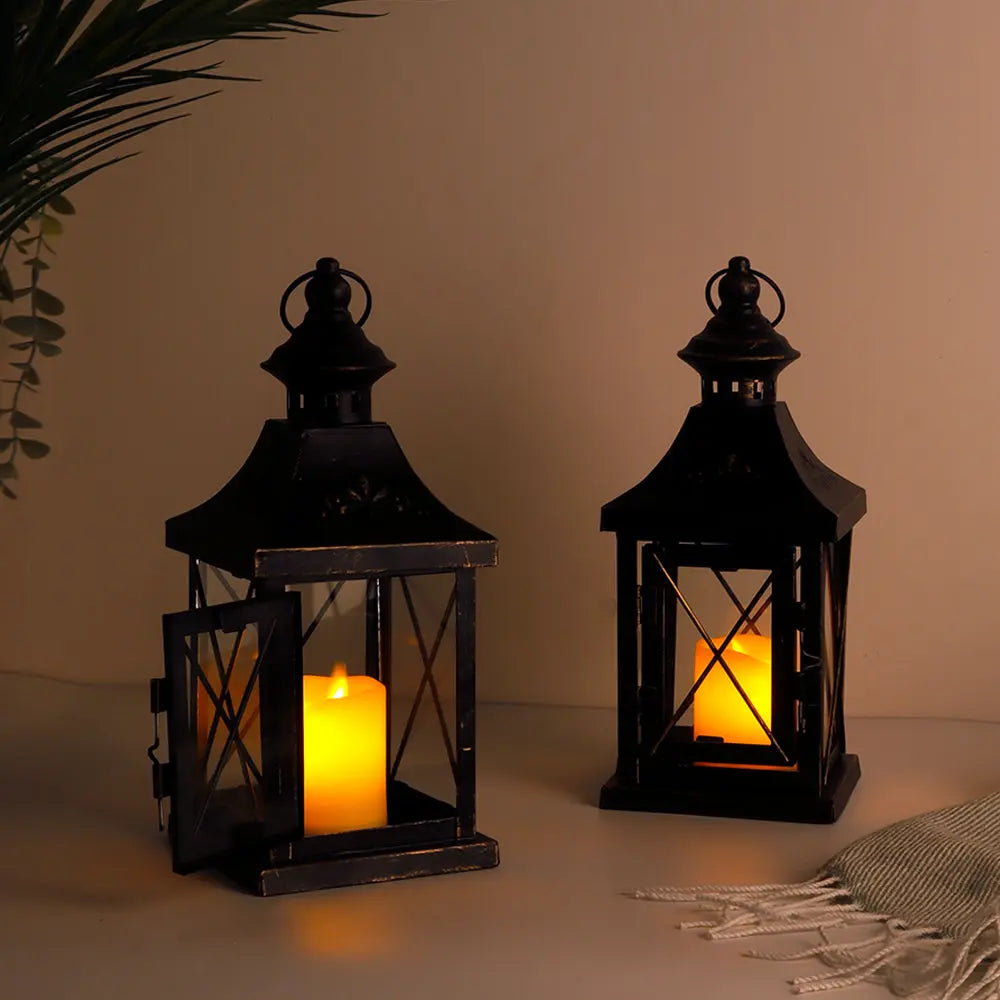 11'' High Metal Decorative Candle Lantern Hanging Candle Holder(Set of 2) JHY DESIGN
