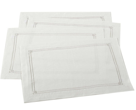 Fennco Styles Kaitlyn Collection Embroidered Linen Table Cover - Neutral Table Linen for Everyday Use, Banquets, Family Gathering and Special Occasion