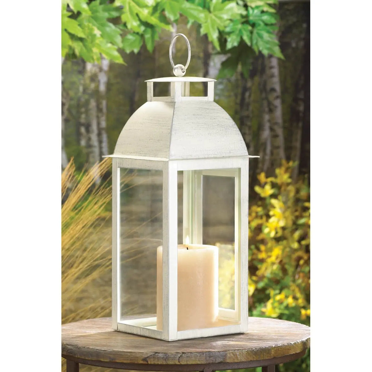 DISTRESSED IVORY CANDLE LANTERN Living Perfectly You