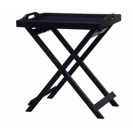 Folding TV Tray Bedside Table in Black Wood Finish HomePacific