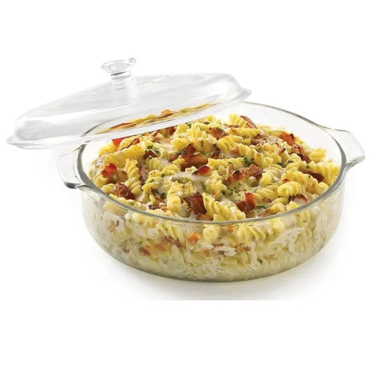 3-Quart Glass Bakeware Casserole Dish Dutch Oven with Oven-Safe Glass Lid HomePacific