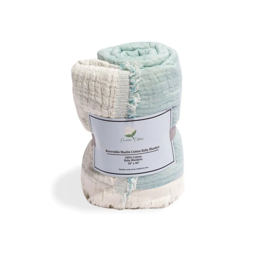 100% Cotton Reversible Muslin Baby Blankets Carolina Cottons