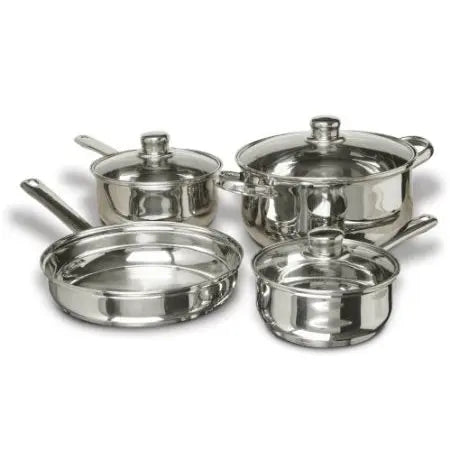 7-Piece Stainless Steel Cookware Set with Tempered Glass Lids HomePacific