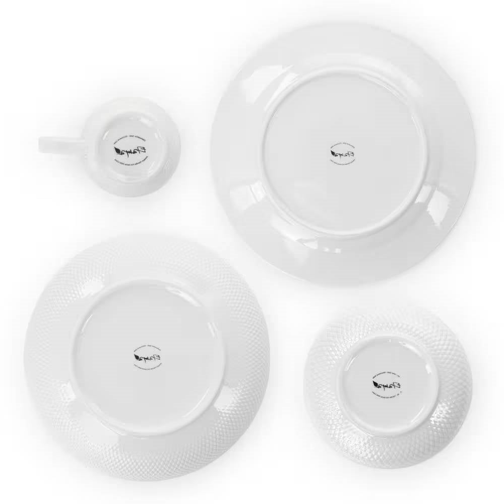 18-Piece White Porcelain Dinnerware Set with Plates Bowls Mugs - Service for 4 HomePacific