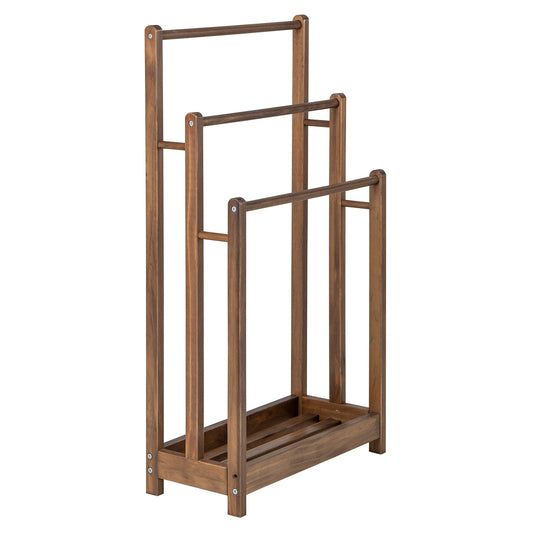 Freestanding Towel Rack 3-Bar Hand Towel Drying Stand with Bottom Storage Shelf