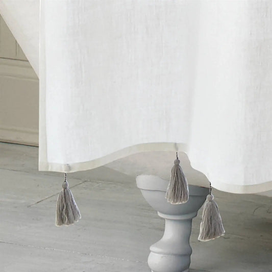 72-inch Grey and White Stripes Cotton Shower Curtain with Tassels HomePacific