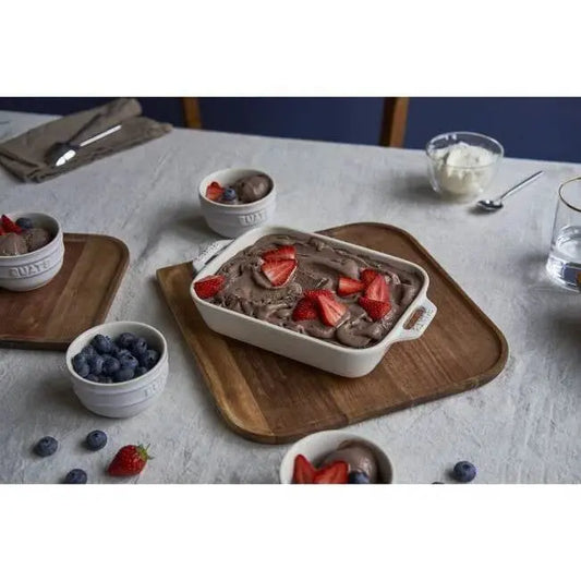 2 Piece Ceramic Stoneware Baking Dish Set in Ivory Cream Beige HomePacific