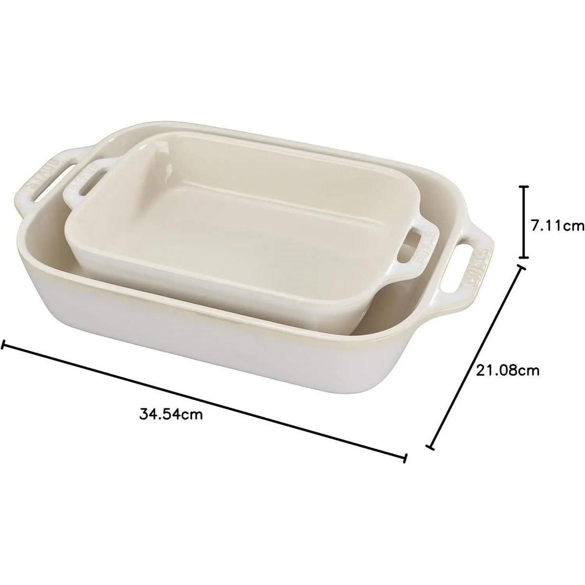 2 Piece Ceramic Stoneware Baking Dish Set in Ivory Cream Beige HomePacific