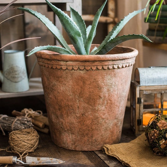 Large Terracotta Red Concrete Planter Pot RusticReach