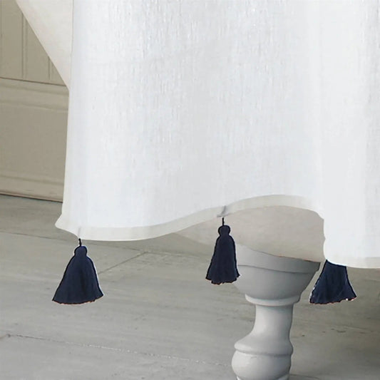 72-inch Navy and White Stripes Cotton Shower Curtain HomePacific