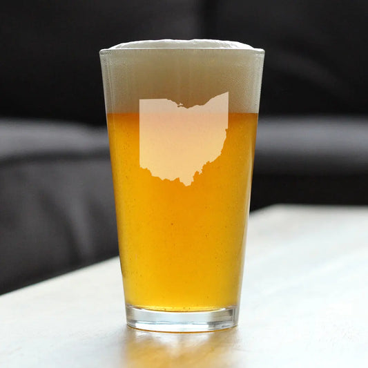 Ohio State Outline Pint Glass for Beer - State Themed Drinking Decor and Gifts for Ohioan Women & Men - 16 Oz Glasses bevvee