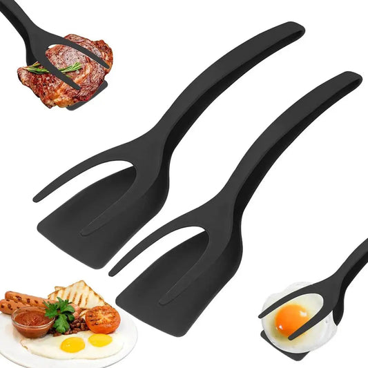 2-in-1 Grip Flip Spatula Tongs - Non-Stick Nylon Egg Flipper & Cooking Tool Econic Blanks