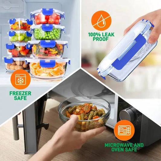 24-Piece Glass Food Storage Container Bakeware Set with Snap Locking Lids HomePacific