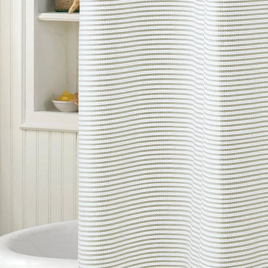72-inch Taupe Tan and White Stripes Cotton Shower Curtain HomePacific