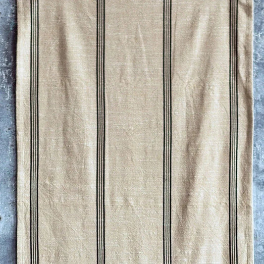 Cotton Black and Beige Striped Runner VagabondVintage