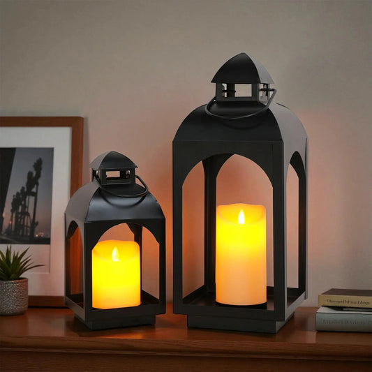 18" & 11.5" High Hanging Candle Lanterns with LED Pillar Candles JHY DESIGN