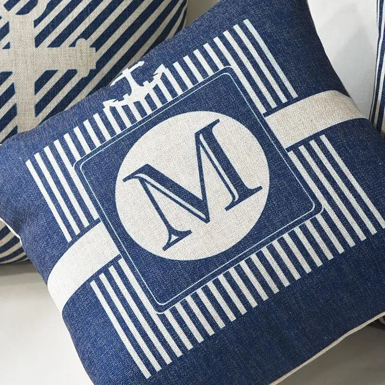 Nautical Linen Throw Pillow Cover 45x45CM Stevvex