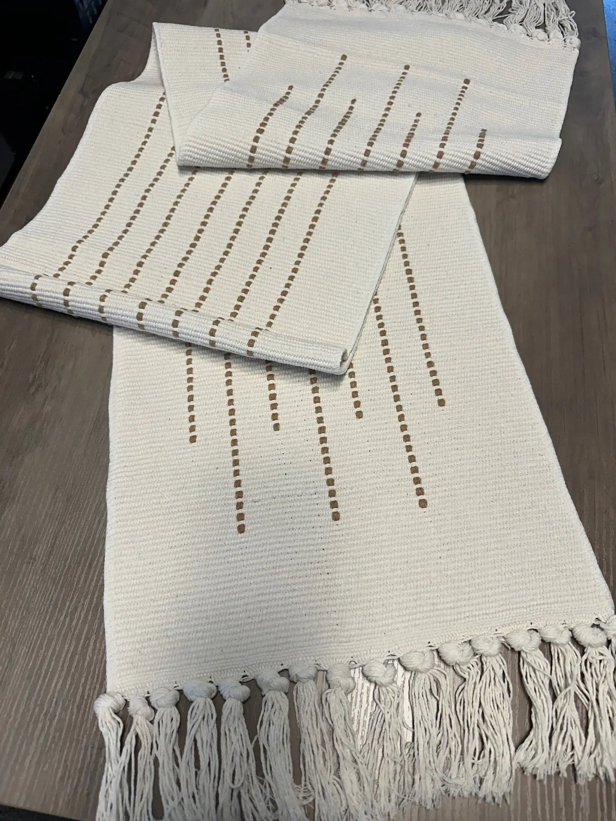 Tan Table Runner Cotton and Crate