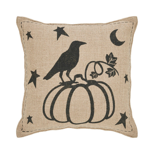 Raven & Pumpkin Gothic Fall Throw Pillow