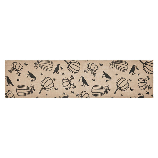 Raven & Pumpkin Gothic Halloween Table Runner