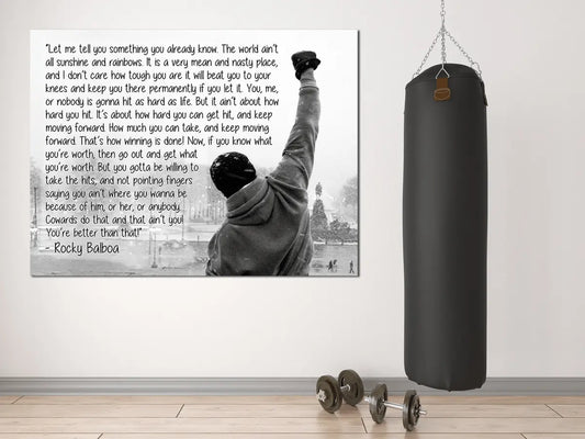 Rocky Balboa Canvas Wall Art, Motivational Wall Art, Rocky Balboa Decor, Gym Sign, Fitness Studio, Crossfit Decor, Rocky Balboa Quote Royal Crown Pro