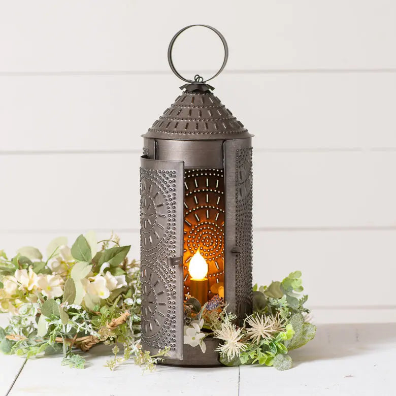 18-Inch Chimney Lantern in Kettle Black Countryside Home Decor