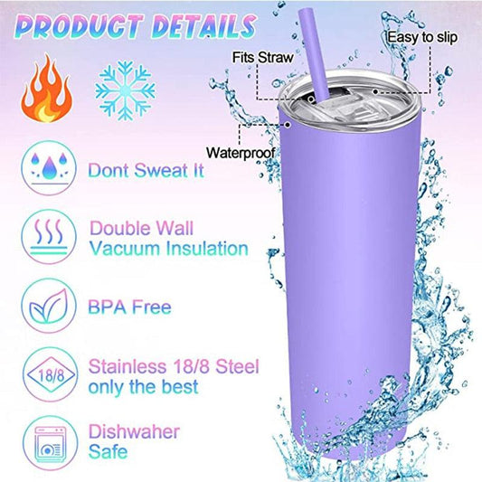 Skinny Stainless Steel Thermos With Straw