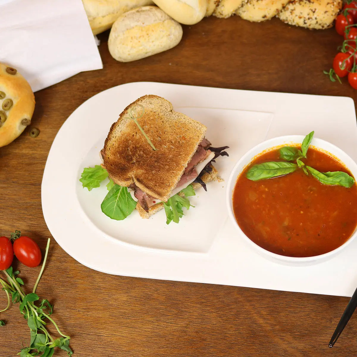 Soup and Sandwich Plate-Set of 4 little white dish