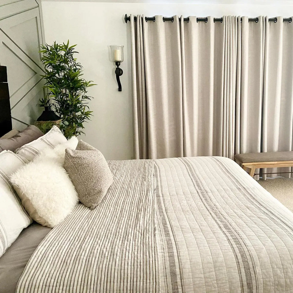 Farmhouse Stripe Reversible Cotton Quilt Set LushDecor
