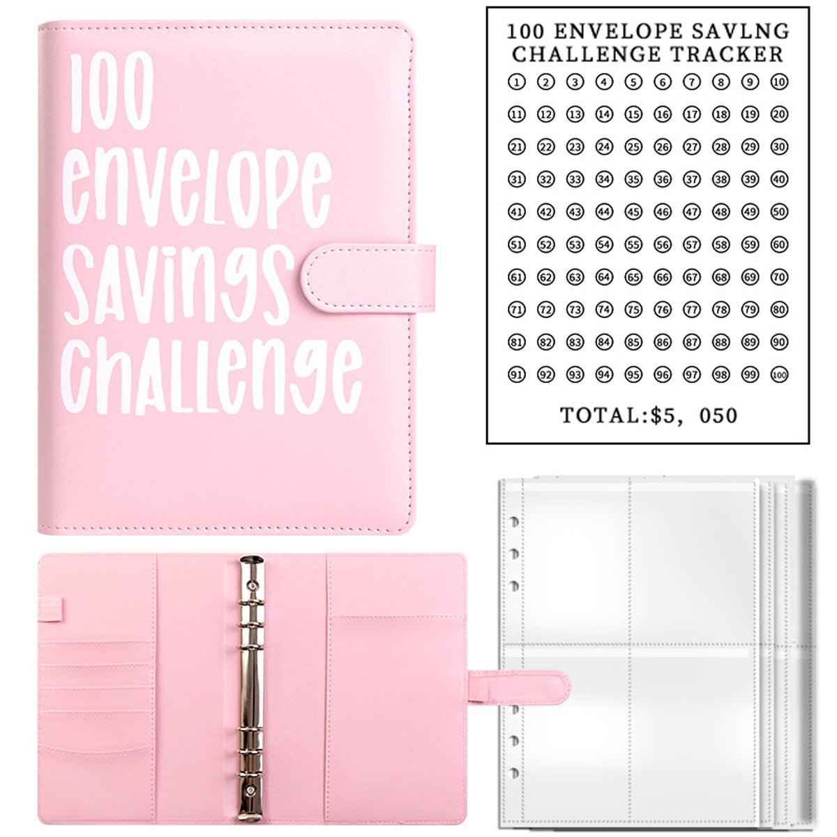 100 Envelope Challenge Binder – Budget Organizer for Cash Saving