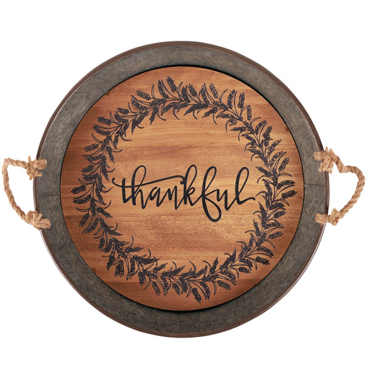 Thankful Galvanized Metal Tray