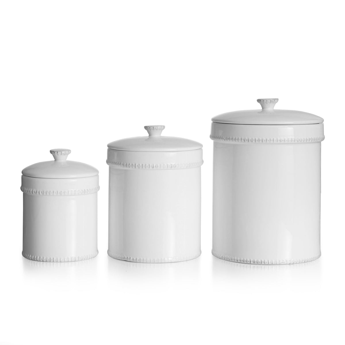 Bianca Dash White 3-Piece Set Kitchen Canister Jay Companies