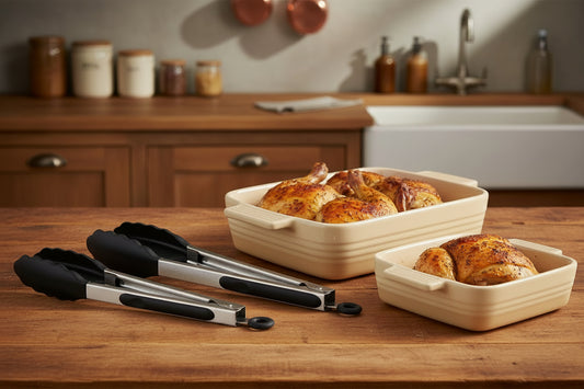 3-Pieces: Kitchen Tongs Stainless Steel with Silicon
