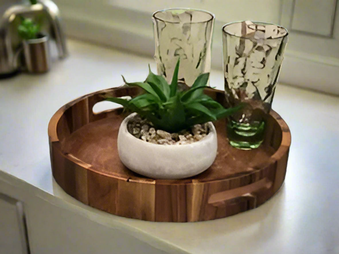 Round Serving Tray with Handles - 3 sizes