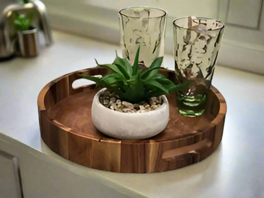 Round Serving Tray with Handles - 3 sizes
