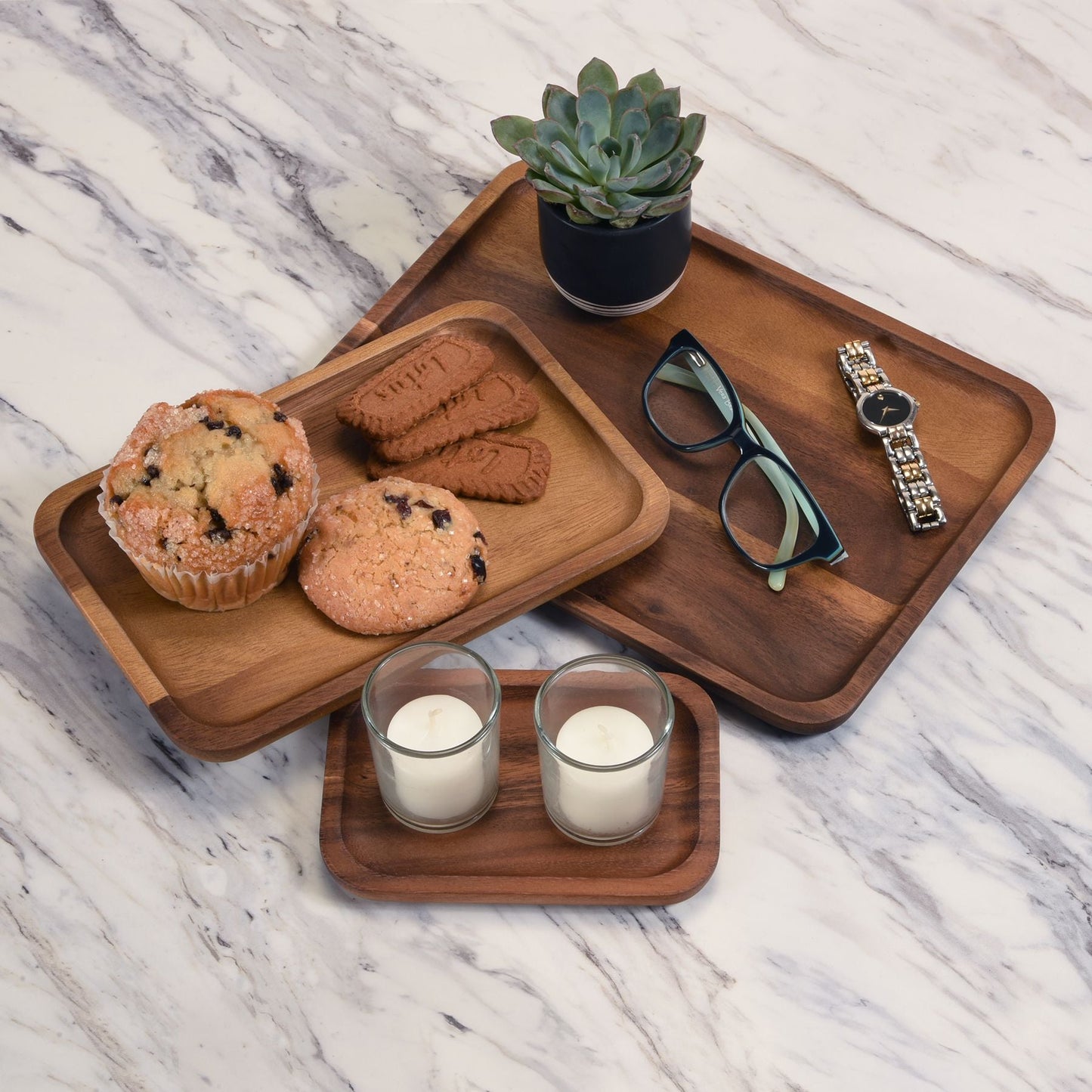 set of 3 Acacia Plates - 1 each size