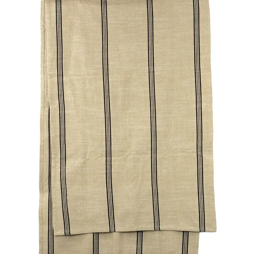 Cotton Black and Beige Striped Runner VagabondVintage