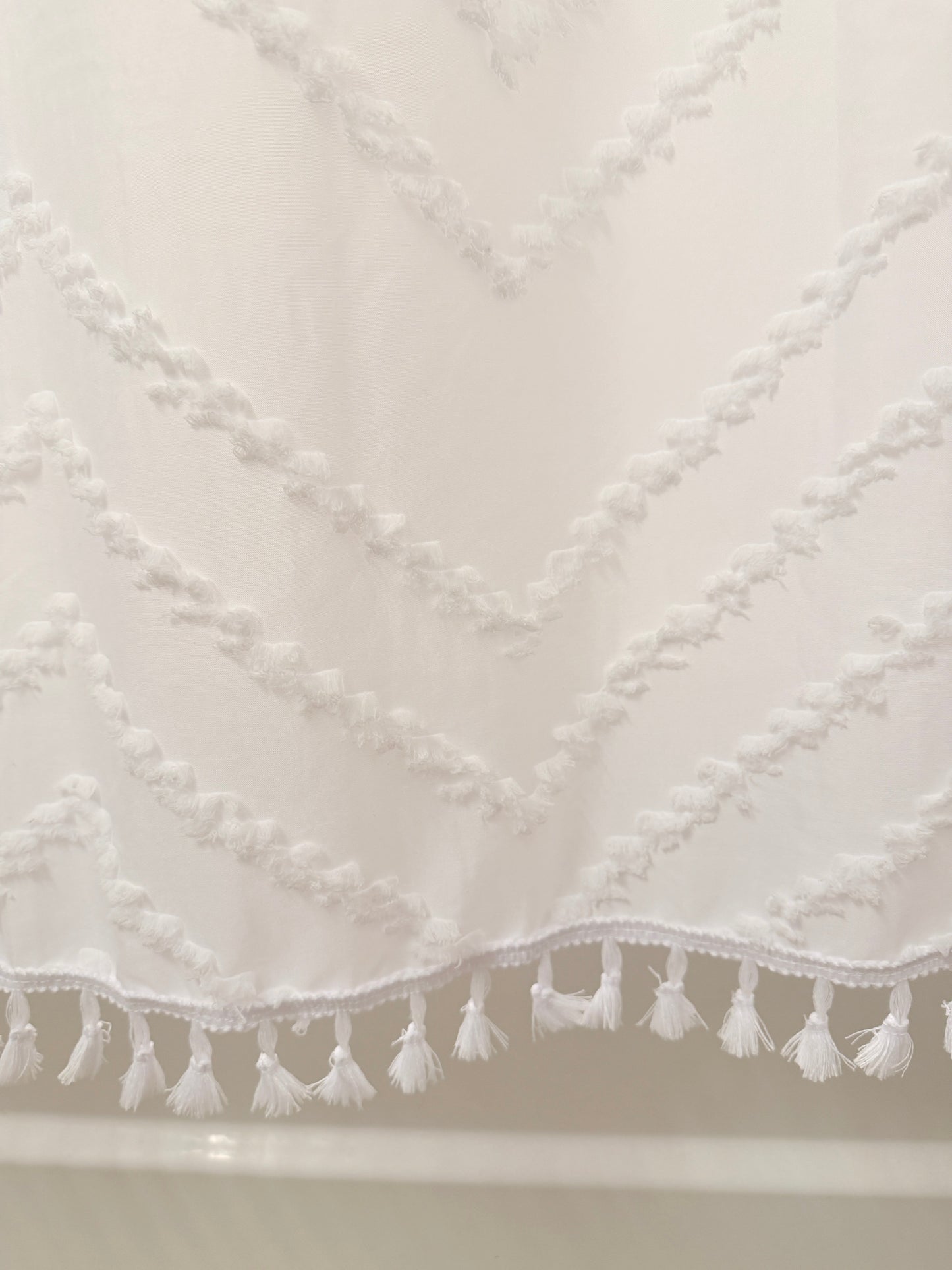 Capri Tufted Chevron Shower Curtain With Boho Tassel Details Hotel Inspired Soft Fabric