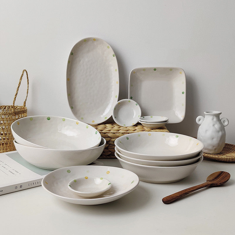 Dot Ceramic Plate Set Small Breakfast Plate Dessert Plate Flavor Plate Oval Plate Sell My Stuff