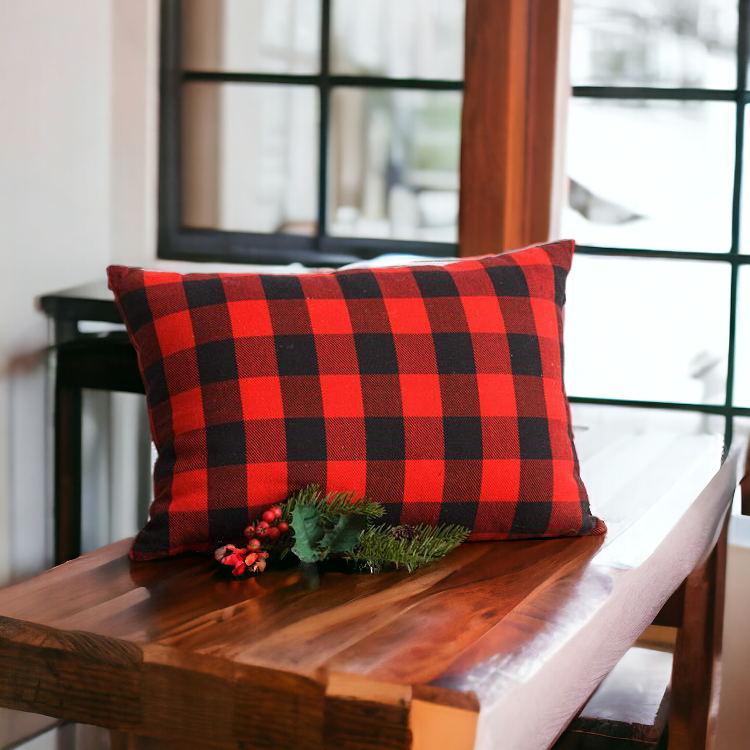 Red Buffalo Throw Pillow