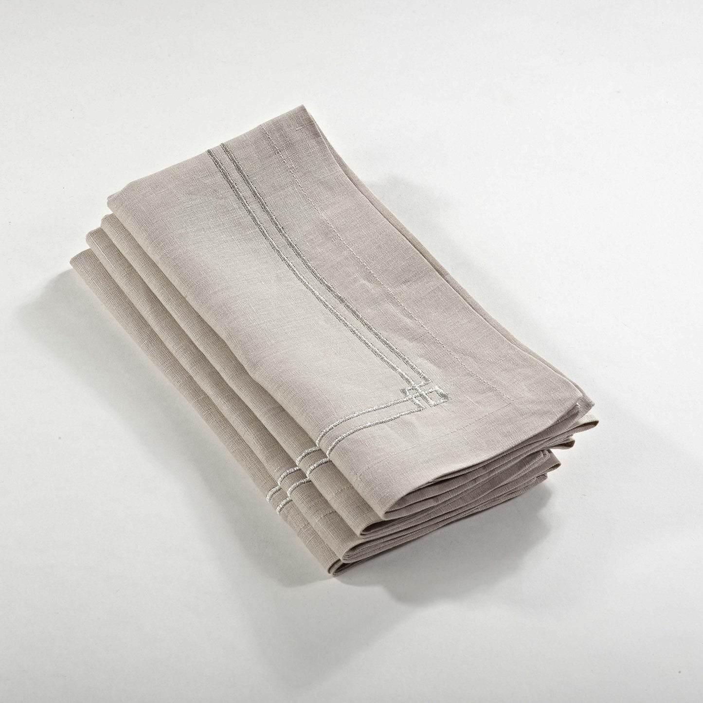 Fennco Styles Kaitlyn Collection Embroidered Linen Table Cover - Neutral Table Linen for Everyday Use, Banquets, Family Gathering and Special Occasion