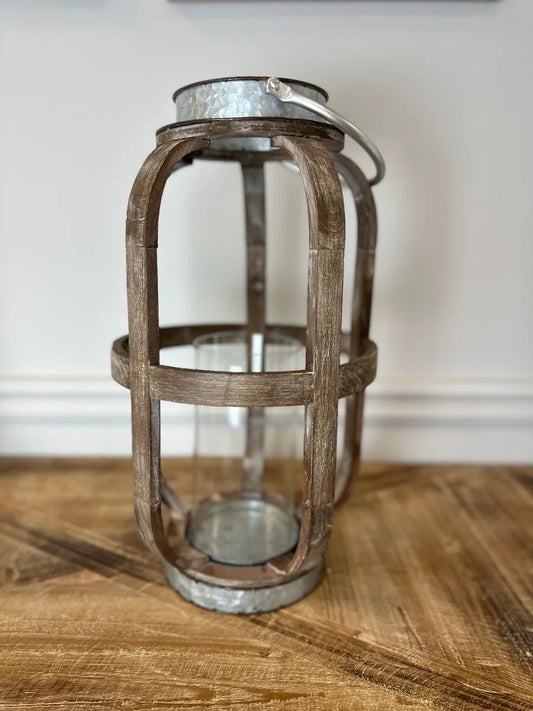 Wood lantern With Metal VagabondVintage