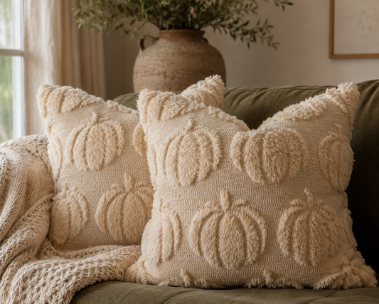 Beige Pumpkin Pillow Cover Busa Designs