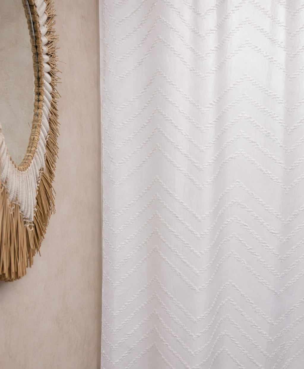 Capri Tufted Chevron Shower Curtain With Boho Tassel Details Hotel Inspired Soft Fabric