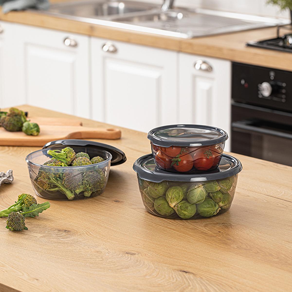 Bee Home 3-Piece Round Storage Container Set - Polypropylene, Dishwasher Safe, Organized Kitchen Storage Beauty Care Bag