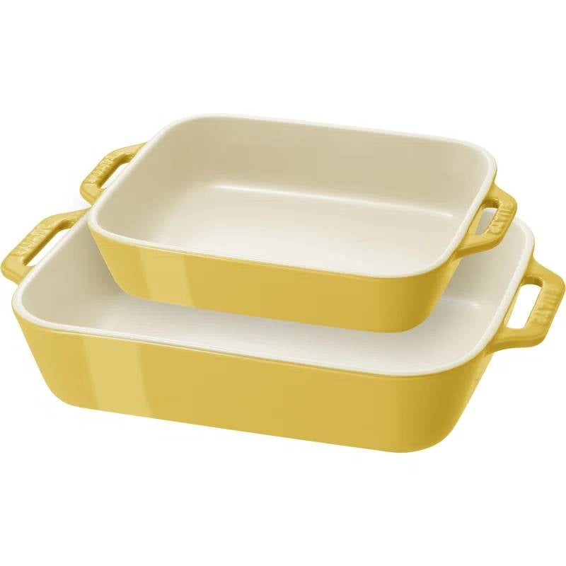 2 Piece Ceramic Stoneware Bakeware Set in Yellow