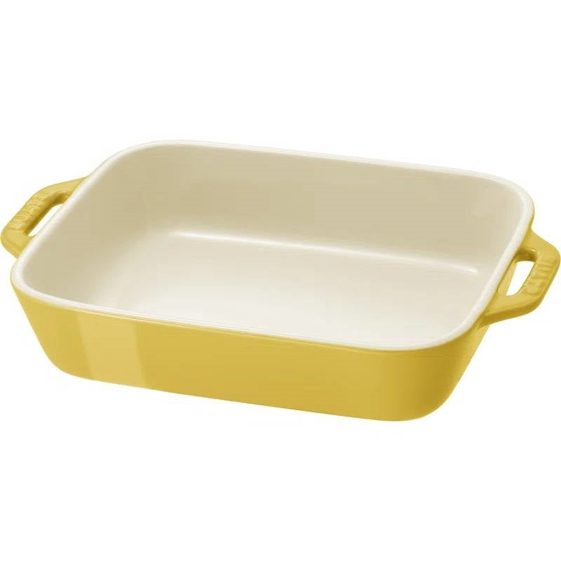 2 Piece Ceramic Stoneware Bakeware Set in Yellow
